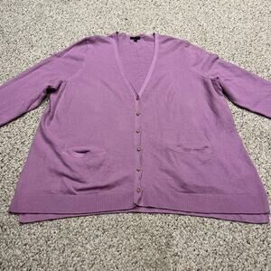 Talbots Cardigan Sweater Sz 3X Petite Button Front V Neck Lavender Purple Casual